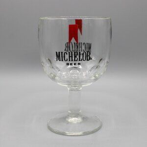 Vtg Michelob Beer Stemmed Thumbprint Dimpled Goblet Heavy Glass 6" Tall 16 Oz